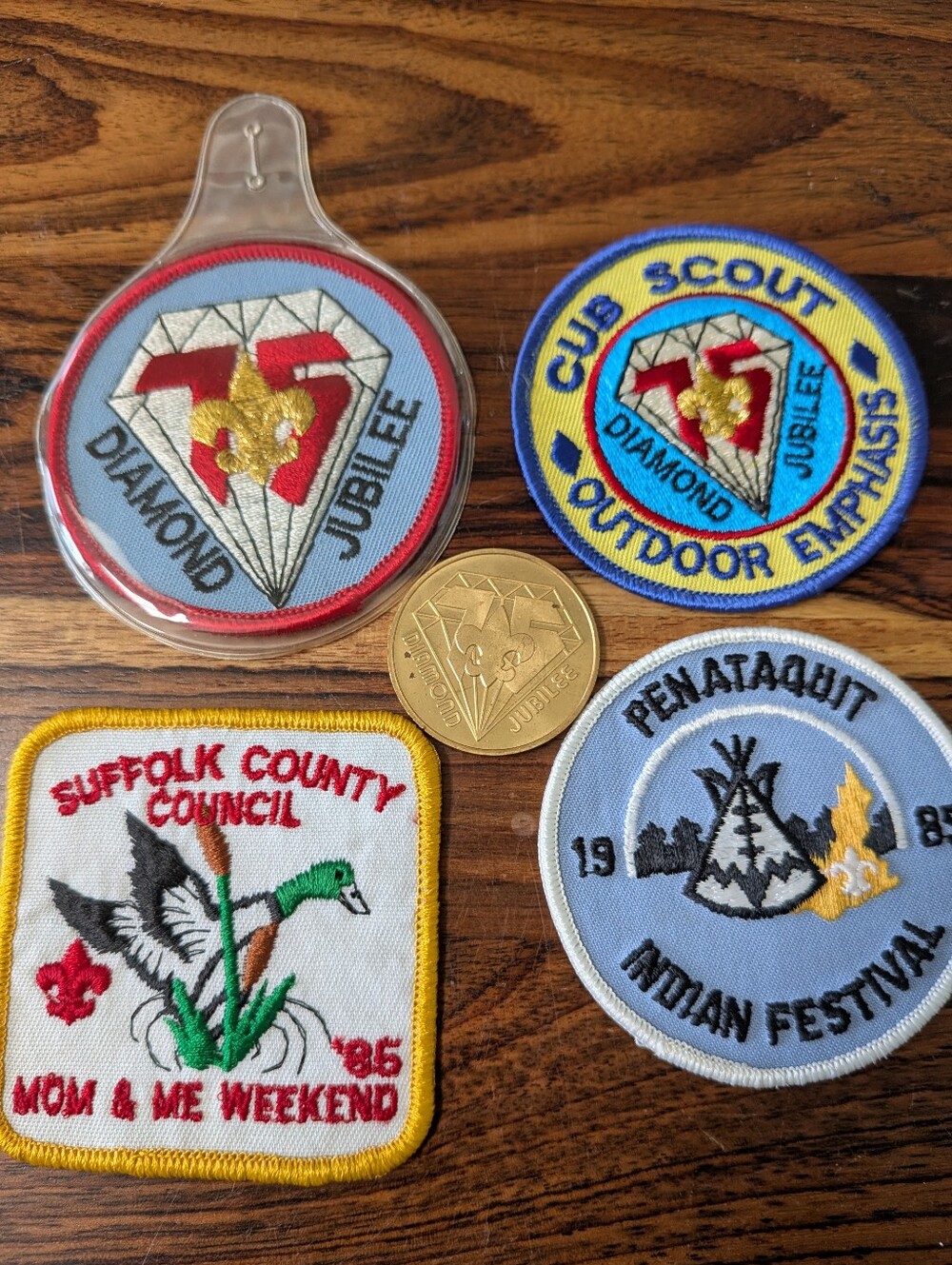 Vintage 1980s Boy Scouts 75th Diamond Jubilee Suffolk County Council Patch Set